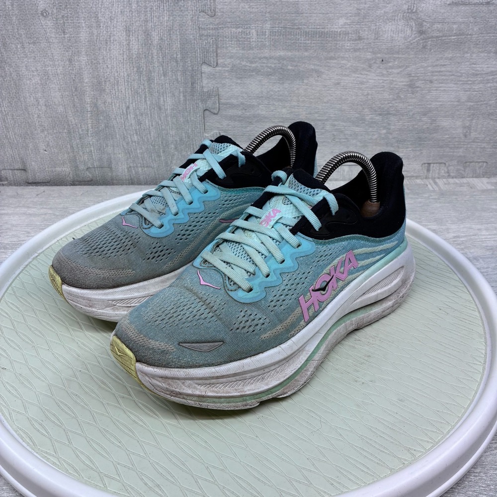 Hoka Bondi 8 Running Shoes Women's 9B Blue Pink Mesh Sneakers 1127952-BTF